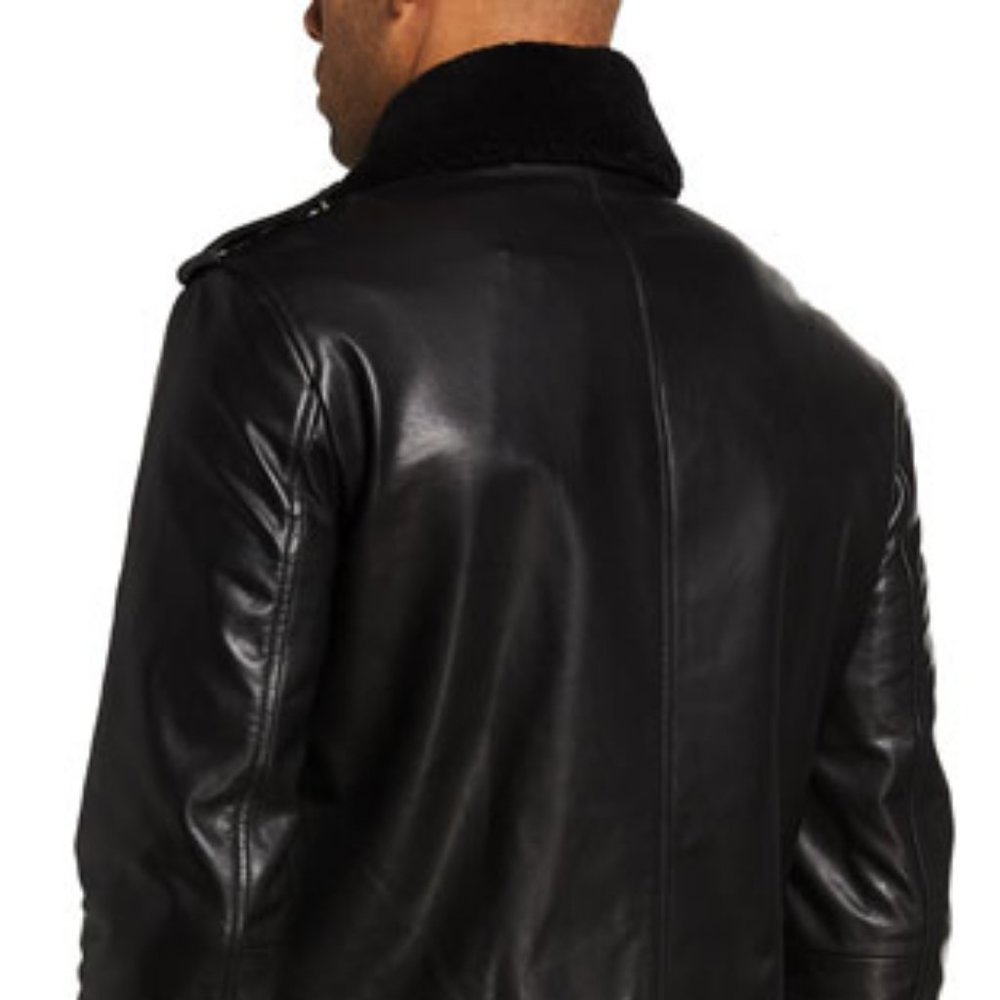 7 for all mankind Pebbled Leather Biker Jacket - Picture 8 of 10